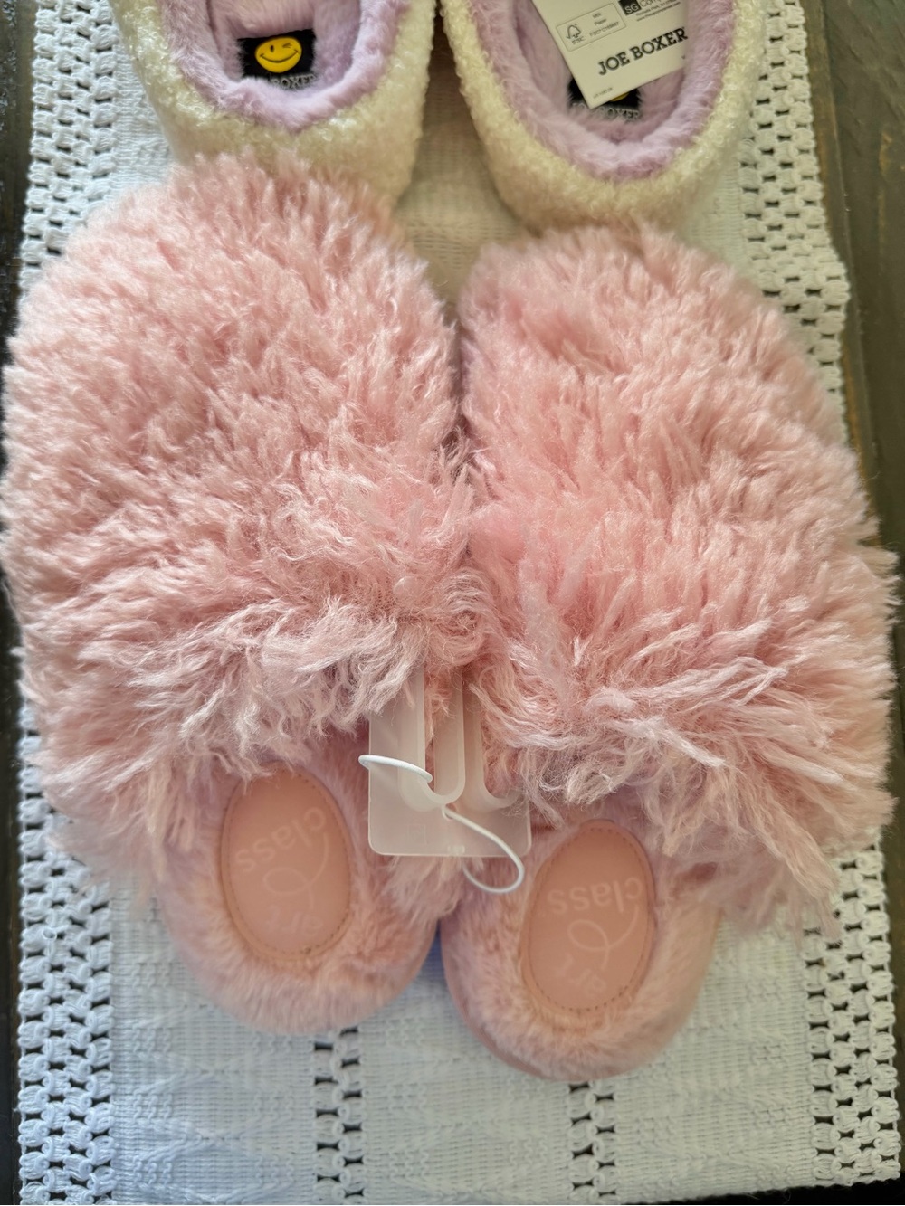 Joe Boxer and Art Class Slipper Bundle Disco Ball Fuzzy Pink House Shoes Size L - Picture 5 of 6